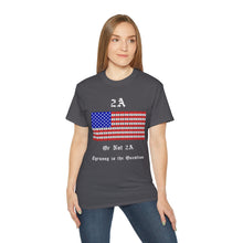 Load image into Gallery viewer, 2A. Pistol Stripes flag. Tyranny is the Question. Unisex Ultra Cotton Tee