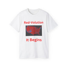 Load image into Gallery viewer, Red-Volution. It Begins. Election Map 2024. Unisex Ultra Cotton Tee