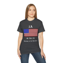 Load image into Gallery viewer, 2A. Pistol Stripes flag. Tyranny is the Question. Unisex Ultra Cotton Tee