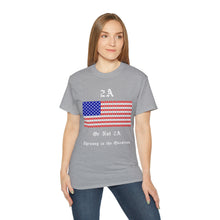 Load image into Gallery viewer, 2A. Pistol Stripes flag. Tyranny is the Question. Unisex Ultra Cotton Tee