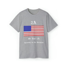Load image into Gallery viewer, 2A. Pistol Stripes flag. Tyranny is the Question. Unisex Ultra Cotton Tee