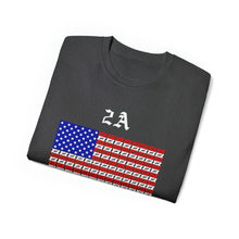 Load image into Gallery viewer, 2A. Pistol Stripes flag. Tyranny is the Question. Unisex Ultra Cotton Tee