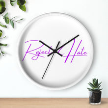 Load image into Gallery viewer, Reject Hate. Purple. Wall clock