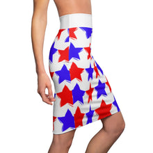 Load image into Gallery viewer, "Red and Blue Stars." Women's Pencil Skirt