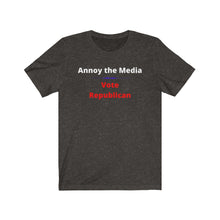 Load image into Gallery viewer, "Annoy the Media. Vote Republican." Unisex Jersey Short Sleeve Tee - GRW Designs
