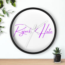 Load image into Gallery viewer, Reject Hate. Purple. Wall clock