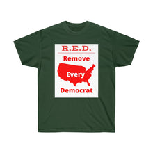 Load image into Gallery viewer, USA - White Background - R.E.D. = Remove Every Democrat - Unisex Ultra Cotton Tee