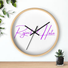 Load image into Gallery viewer, Reject Hate. Purple. Wall clock