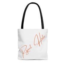 Load image into Gallery viewer, "Reject Hate. Orange." AOP Tote Bag