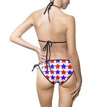 Load image into Gallery viewer, "Patriotic. Red and Blue Stars." Women's Bikini Swimsuit