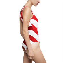 Load image into Gallery viewer, "Red and White Stripes. Patriotic." Women's Classic One-Piece Swimsuit