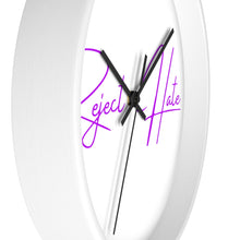 Load image into Gallery viewer, Reject Hate. Purple. Wall clock