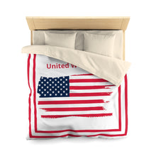 Load image into Gallery viewer, "United We Stand." Tattered Flag Design. QUEEN SIZE ONLY. Microfiber Duvet Cover