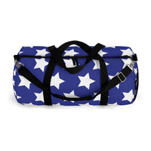 Load image into Gallery viewer, "White Stars, Blue Field. Patriotic." Duffel Bag