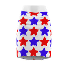 Load image into Gallery viewer, "Red and Blue Stars." Women's Pencil Skirt