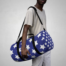Load image into Gallery viewer, "White Stars, Blue Field. Patriotic." Duffel Bag
