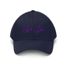 Load image into Gallery viewer, Reject Hate. Purple. Unisex Twill Hat