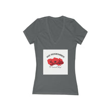 Load image into Gallery viewer, Memorial Day Poppies 3 - Women's Jersey Short Sleeve Deep V-Neck Tee