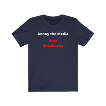 Load image into Gallery viewer, "Annoy the Media. Vote Republican." Unisex Jersey Short Sleeve Tee - GRW Designs