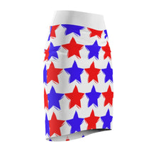 Load image into Gallery viewer, "Red and Blue Stars." Women's Pencil Skirt