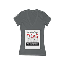 Load image into Gallery viewer, Memorial Day Poppies 1 - Women's Jersey Short Sleeve Deep V-Neck Tee