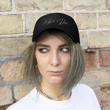 Load image into Gallery viewer, Reject Hate. Silver / Grey Embroidery. Unisex Twill Hat