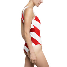 Load image into Gallery viewer, "Red and White Stripes. Patriotic." Women's Classic One-Piece Swimsuit