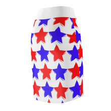 Load image into Gallery viewer, "Red and Blue Stars." Women's Pencil Skirt
