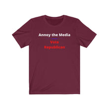 Load image into Gallery viewer, "Annoy the Media. Vote Republican." Unisex Jersey Short Sleeve Tee - GRW Designs