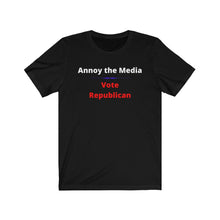 Load image into Gallery viewer, "Annoy the Media. Vote Republican." Unisex Jersey Short Sleeve Tee - GRW Designs