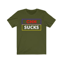 Load image into Gallery viewer, The Media. CNN. Politics. " CNN Sucks." Unisex Jersey Short Sleeve Tee - GRW Designs