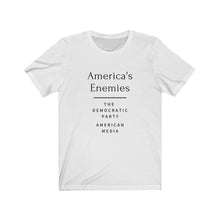 Load image into Gallery viewer, Politics. Media. "America's Enemies." Unisex Jersey Short Sleeve Tee - GRW Designs