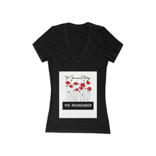 Load image into Gallery viewer, Memorial Day Poppies 1 - Women's Jersey Short Sleeve Deep V-Neck Tee