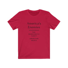 Load image into Gallery viewer, Politics. Media. "America's Enemies." Unisex Jersey Short Sleeve Tee - GRW Designs