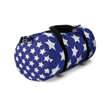 Load image into Gallery viewer, "White Stars, Blue Field. Patriotic." Duffel Bag