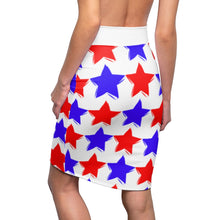Load image into Gallery viewer, "Red and Blue Stars." Women's Pencil Skirt