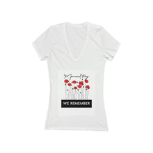 Load image into Gallery viewer, Memorial Day Poppies 1 - Women's Jersey Short Sleeve Deep V-Neck Tee