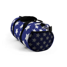 Load image into Gallery viewer, "White Stars, Blue Field. Patriotic." Duffel Bag