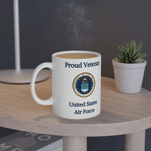 Load image into Gallery viewer, Proud Veteran - U.S.A.F. - White Mug, 11oz
