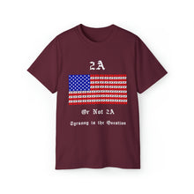 Load image into Gallery viewer, 2A.  Pistol Stripes flag. Tyranny is the Question. Unisex Ultra Cotton Tee
