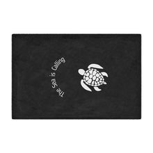 Load image into Gallery viewer, Baby Sea Turtle. The Sea is Calling. White on black. Minky Blanket
