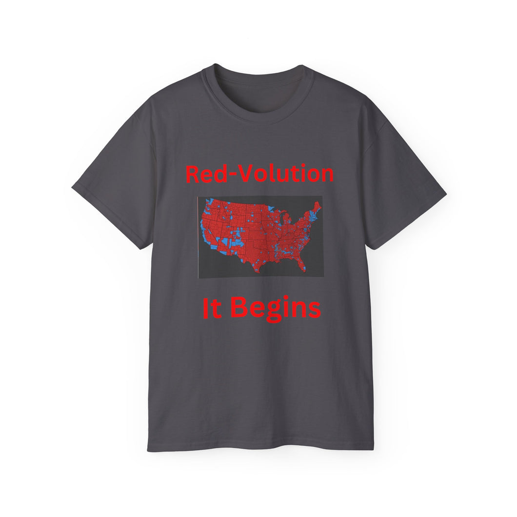 Red-Volution. It Begins. Election Map 2024. Unisex Ultra Cotton Tee