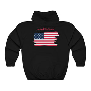 United We Stand. Tattered Flag.  Unisex Heavy Blend™ Hooded Sweatshirt