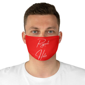 Reject Hate. Red and White. Fabric Face Mask