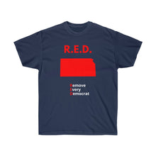 Load image into Gallery viewer, Kansas - R.E.D. = Remove Every Democrat - Unisex Ultra Cotton Tee
