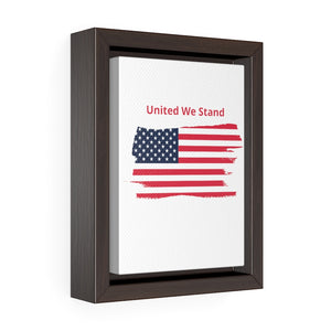 "United We Stand" Tattered Flag Vertical Framed Premium Gallery Wrap Canvas