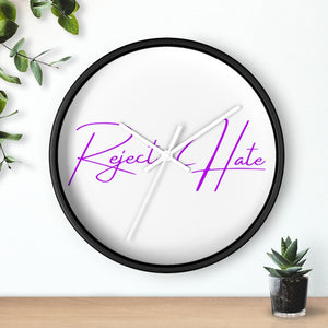 Reject Hate. Purple. Wall clock