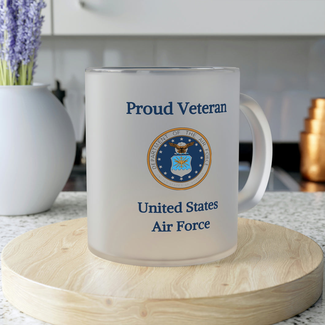 Proud Veteran - U.S.A.F. - Frosted Glass Mug