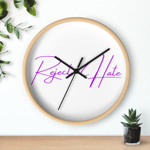 Reject Hate. Purple. Wall clock