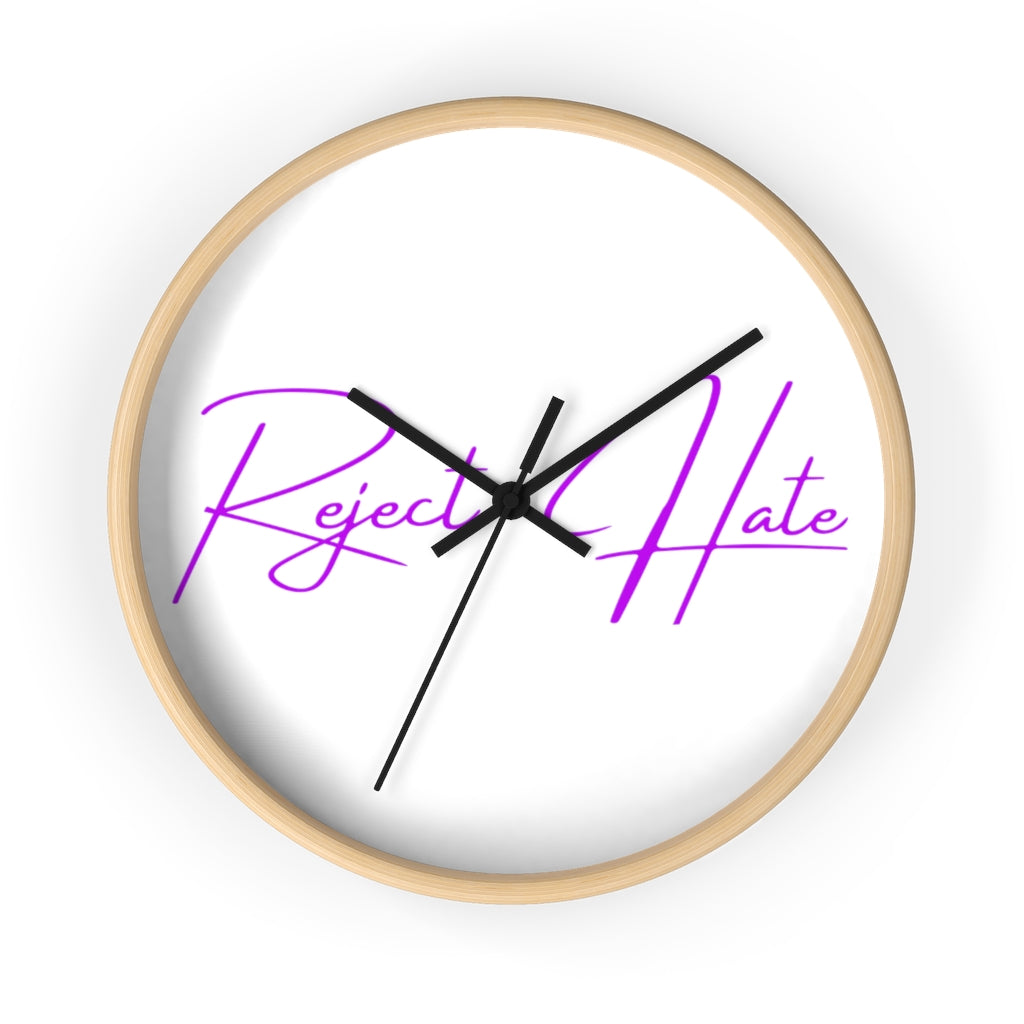 Reject Hate. Purple. Wall clock